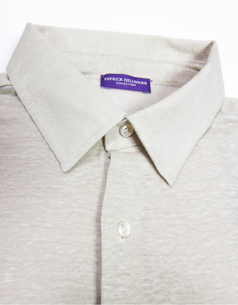 Patrick-Hellmann-Collection-Beige-Short-Sleeve-100-Linen-Shirt-image Patrick Hellmann Collection Beige Short Sleeve 100% Linen Shirt image